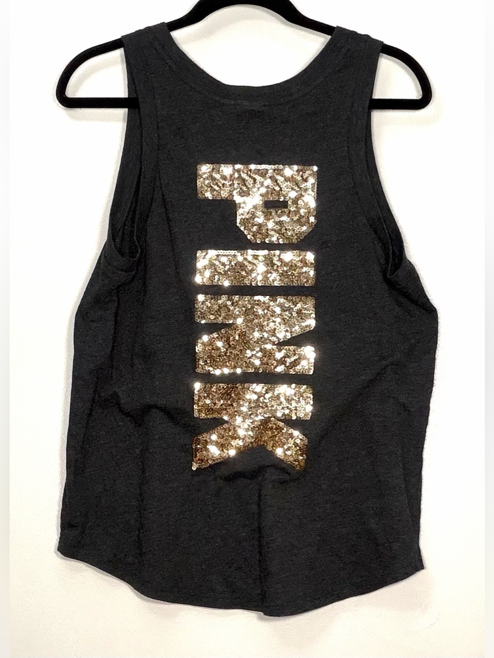 Victoria's Secret Charcoal Gray Tank with Gold Dog Logo - Picture 2 of 7